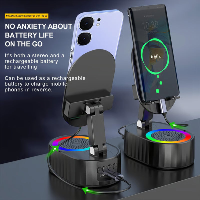 5 in 1 Mobile Stand, Induction Speaker, Bluetooth, Power Bank, Atmosphere Light - GrabNoww.In