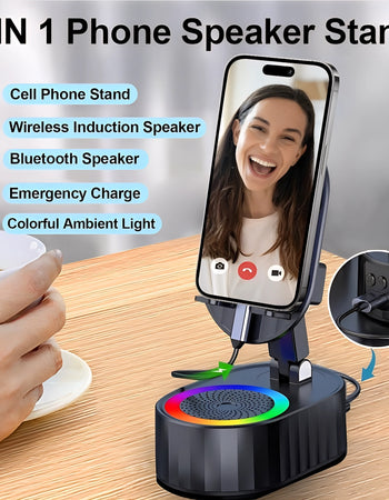 5 in 1 Mobile Stand, Induction Speaker, Bluetooth, Power Bank, Atmosphere Light - GrabNoww.In